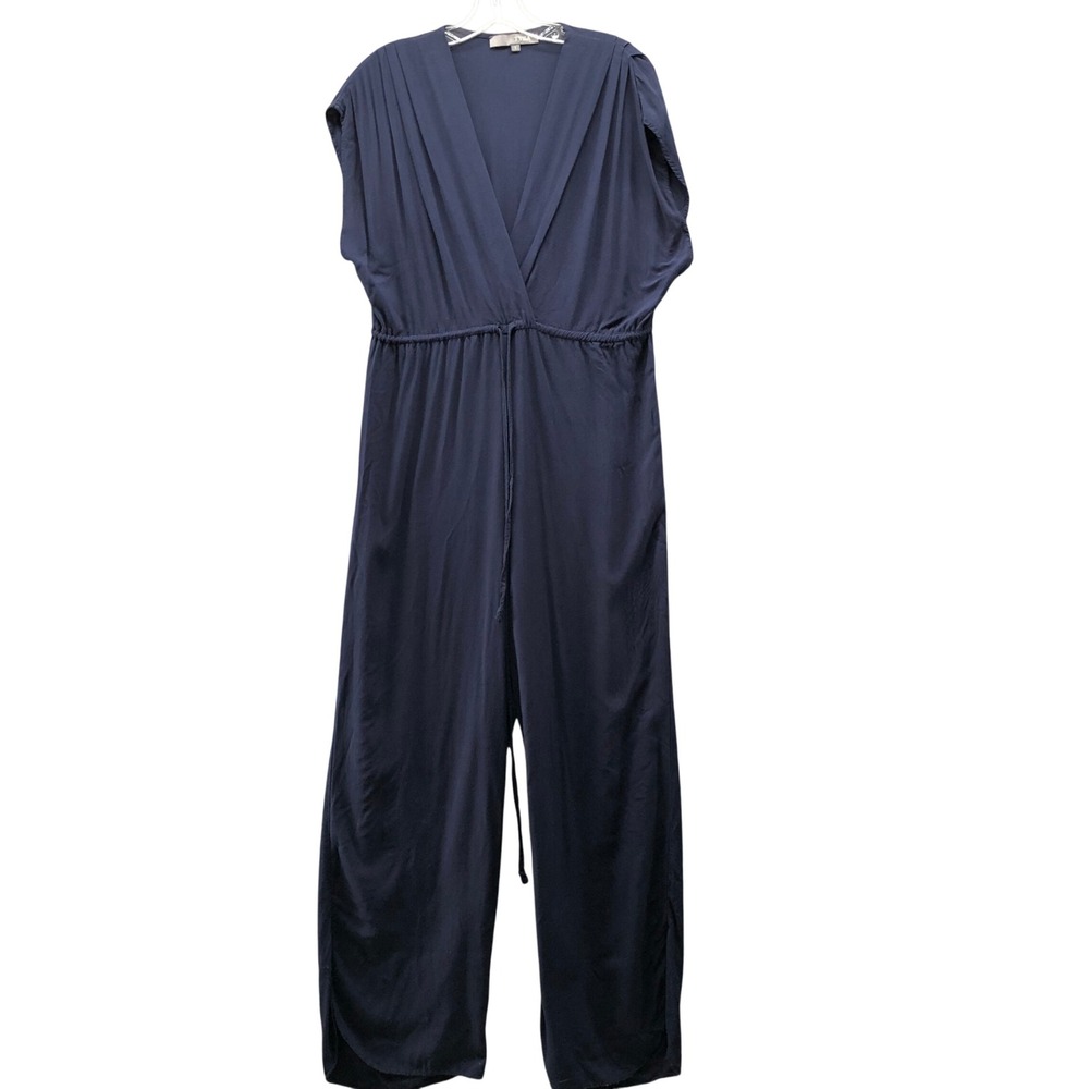 TYSA Jumpsuit Womens 1 (S) Navy Blue Wide Leg Dolman Short Sleeve‎ V-Neck